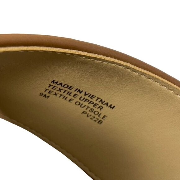 MK Michael Kors Sz 9 Abbott Open Toe Mule Beige/Ebony Logo Block Heel NWOB - Picture 7 of 9